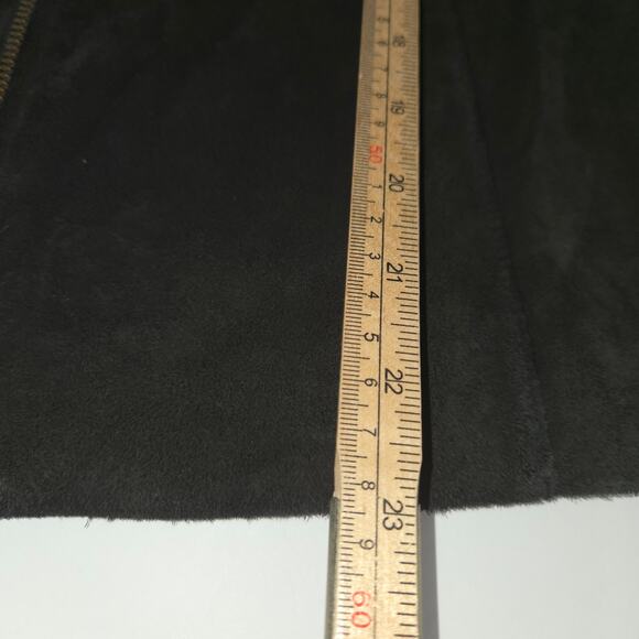 Covington Women Medium Leather Coat Elbow Patches Chocolate Brown Knit Zip Y2K - Picture 9 of 12